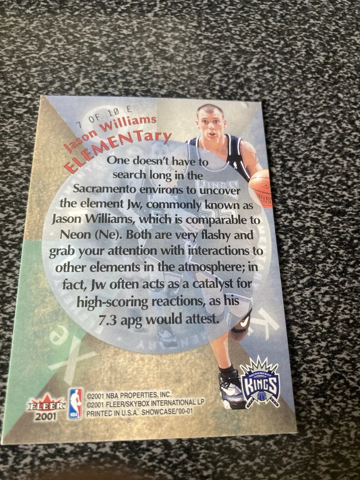 2000-01 FLEER SHOWCASE INSERT ELEMENTARY CARD#7 JASON WILLIAMS - Image 2 of 2