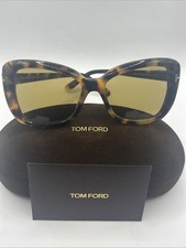 New Tom Ford FT1008 55J Maeve Sunglasses Shiny Coloured Havana/T Logo Brown 55mm
