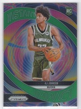 #11 2024-25 Panini Prizm Instant Impact Green AJ Johnson Rookie Milwaukee Bucks