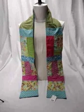 Handmade Quilted Cotton Scarf Spring Colors Size 71x6 Machine Stitched