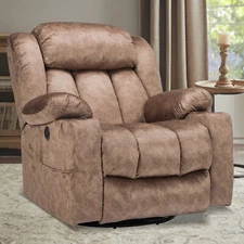 Manual Swivel Rocker Recliner Chair Glider Rocking Recliner w/ Heat & Massage