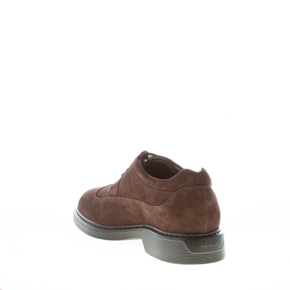 HOGAN scarpe uomo H576 stringata Hogan derby in camoscio marrone ebano impunture - Immagine 4 di 4