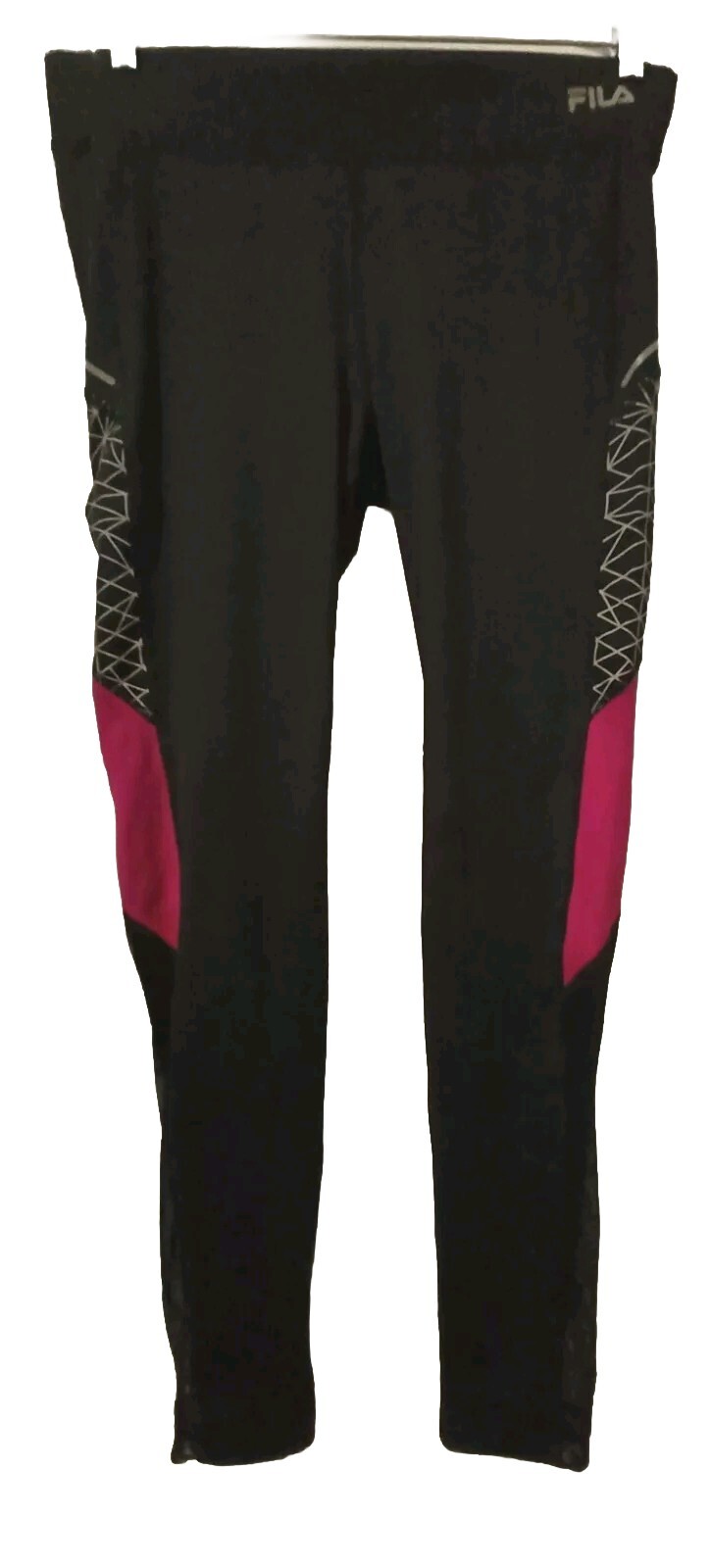 Leggings sportivi donna Fila neri con inserti in rete dettagli lato inferiore taglia grande in perfette condizioni