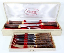 Westall Richardson Everbrite Stainless Steel Antler Handle 9pc Knife Set-England