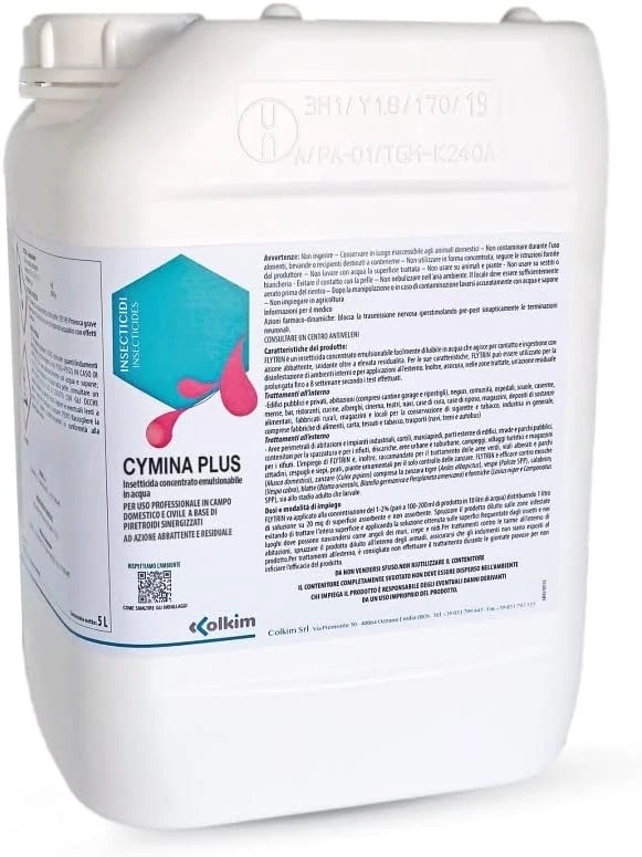 Colkim CYMINA PLUS Insetticida Cipermetrina tetrametrina zanzare scarafaggi 5 LT