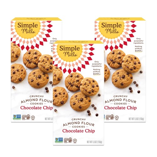 Simple Mills Almond Flour Crunchy Cookies Chocolate Chip - Gluten Free Vegan ... - Picture 1 of 6