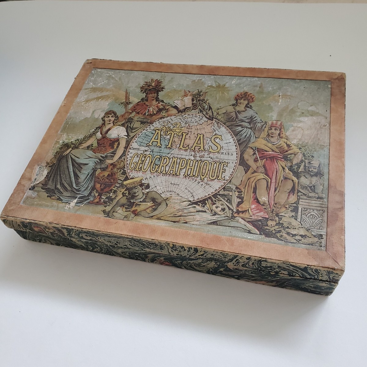 Ancien Puzzle éducatif - Atlas Géographique 7 Planches - L Saussine Edit (1885)