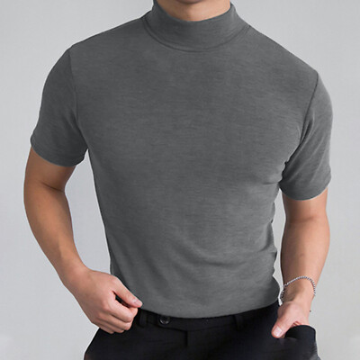 Mens T Shirt Short Sleeve Basic Mock 