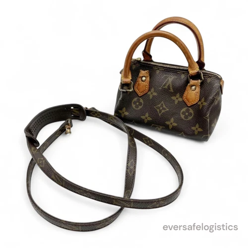 Louis Vuitton Monogram Mini Speedy Hand Bag shoulder M41534 LV Brown w/strap