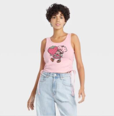 Womens Cinched Tank Top XS Cotton Strawberry Shortcake Theme