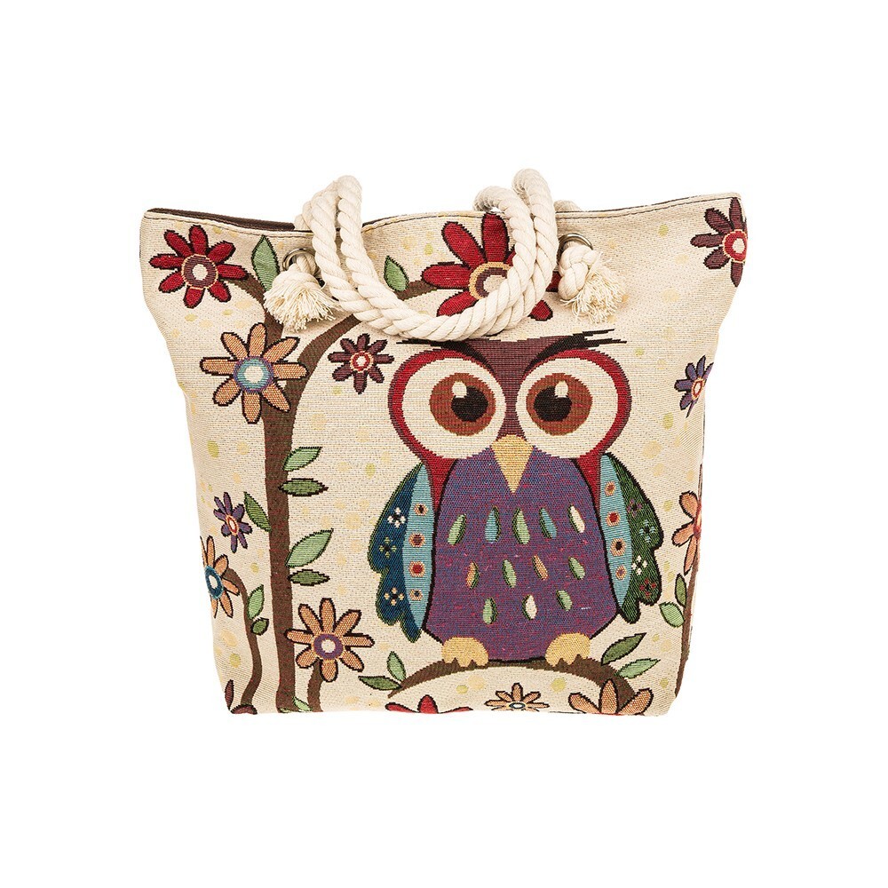 Equilibrium Large Tapestry Owl Tote Bag Cotton Shopper Holdall