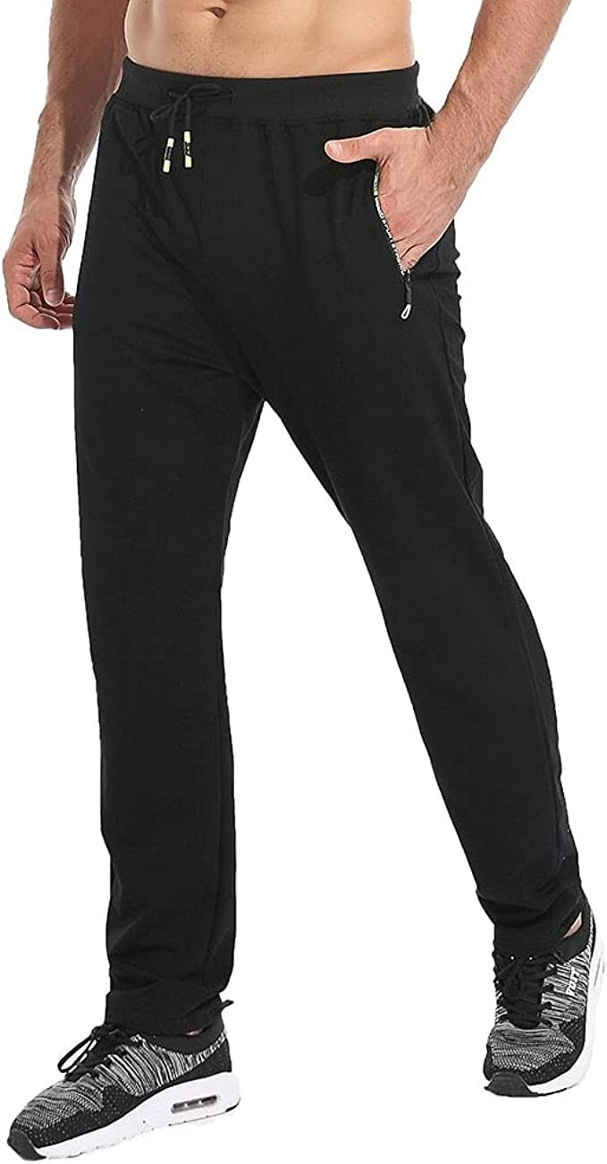 JustSun Black Tracksuit Bottoms Mens Joggers with Zip Pockets Small eBay