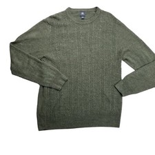 Dockers Mens Sz L Acrylic Crew Neck Sweater Long Raglan Sleeves Marl Green
