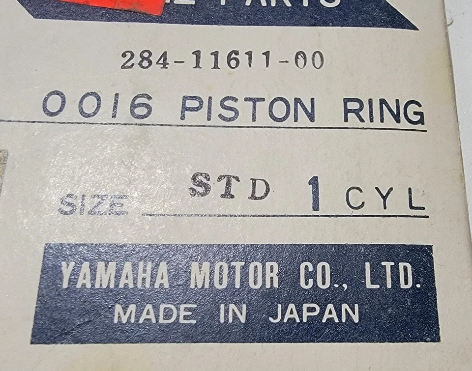Anillo de pistón STD NOS 1970-1971 Yamaha RT1 284-11611-00-00 anillo único Foto 2 de 4