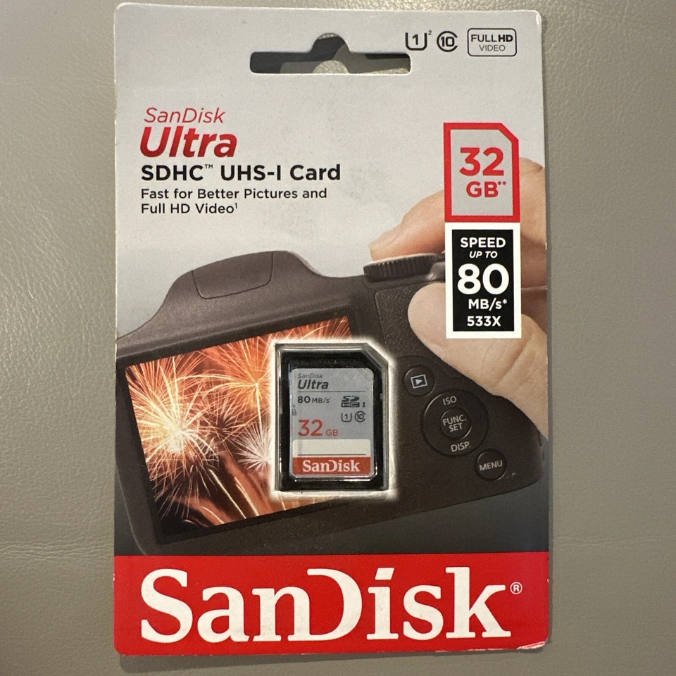 SanDisk 32GB SDHC UHS-1 (80 MB/s )533x Ultra Card SEALED / NEW!! + BONUS - Image 2 of 4