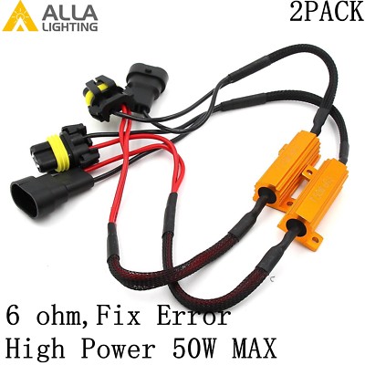 Alla Lighting 9006 HB4 50W 6ohm Load Resistor Fix LED Fast Blink Flicker Error