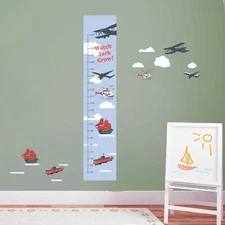 Personalised Planes Helicopter Flight Pilot Height Growth Sticker Chart Pack  