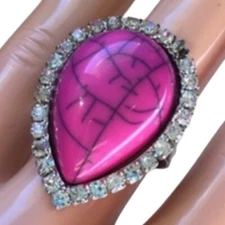 Brand New Adjustable Cocktail Ring Pink Gemstones. Women's Fashion Accessories.