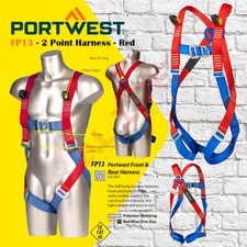 Portwest FP13 Full Body 2 Point Harness Fully Adjustable Strap Fall Arrest - Red