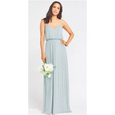 Show Me Your MuMu XS Victoria Beaded Maxi Dress Silver Sage