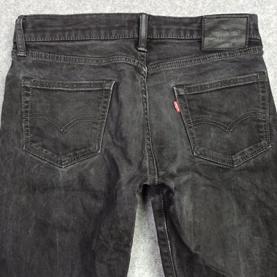 Levis 504 Herren Jeans W30 L32 Schwarz Regelmäßige Gerade Zip Fly Stretch 30x32