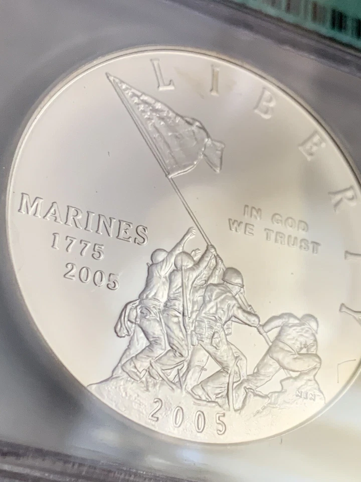 2005 P $1 Marine Corps Commemorative Silver Dollar ICG MS70 - Image 3 of 4