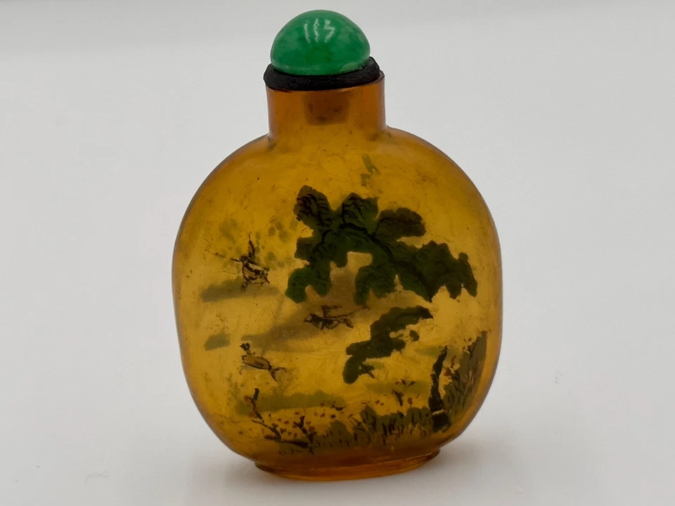 Botella de rapé pintada antigua china en el interior Foto 3 de 4