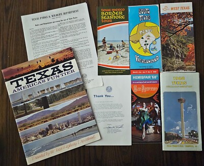 8 Souvenir Brochures Maps Travel San Antonio Texas HemisFair 68 South/West Texas