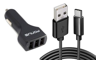 For Samsung Galaxy S22/Ultra/Plus - 36W Car Charger 3-Port USB 4.8A Type-C Cable