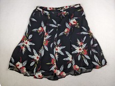 Sag Harbor Women's Skirt Size 16 Black Floral Print A-Line Midi