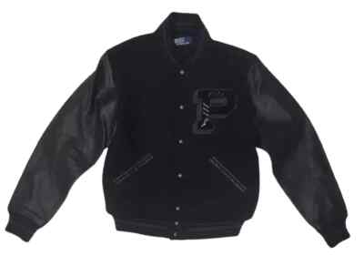 Polo Ralph Lauren Black Iconic P Patch Wool Blend Leather