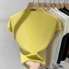 Semi-high Neck Flying Sleeve Knitwear Top New Slim Sleeveless Top Undershirt