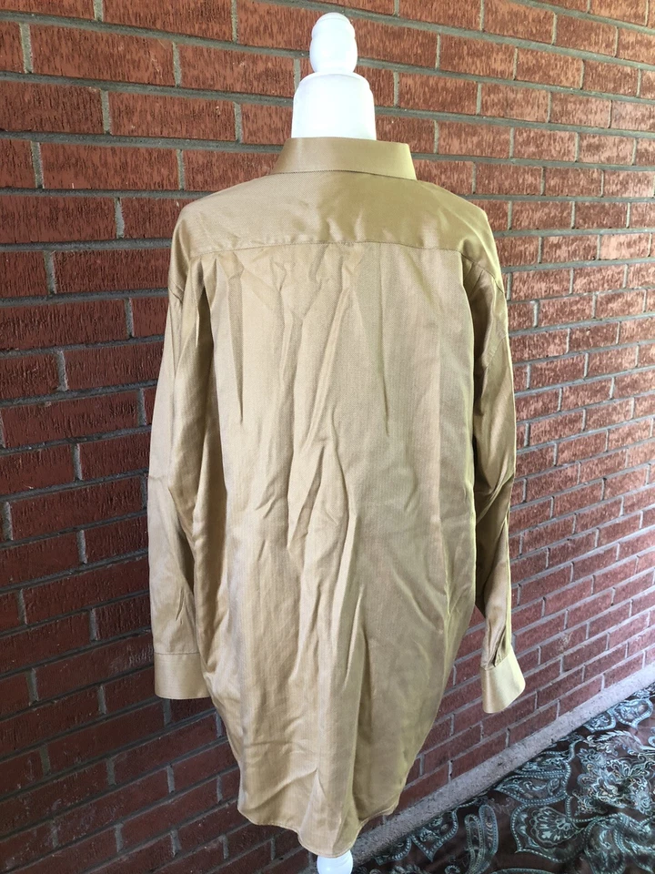 Roberto Villini Amarillo Dorado Abotonado Manga Larga Algodón 17 1/2 Foto 3 de 4