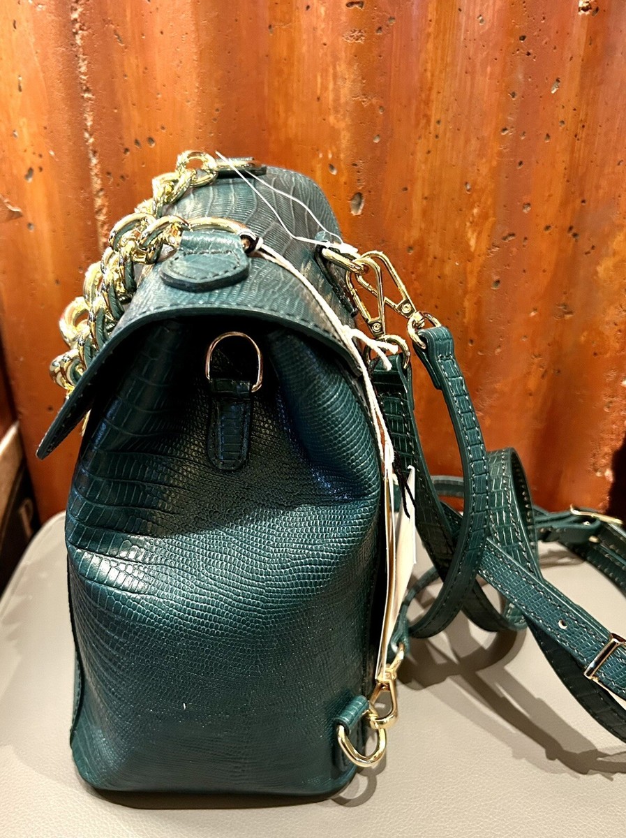 Divina Firenze Trilli Green Italian Leather Convertible Backpack Crossbody Bag Divina Firenze Trilli Green Italian Leather Convertible  main image 3
