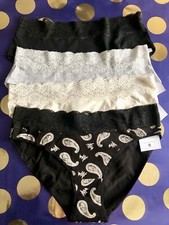 xNext 4 Pairs Hi Leg Cotton Short Briefs size 10 Stretch Lace waistband, BNWT