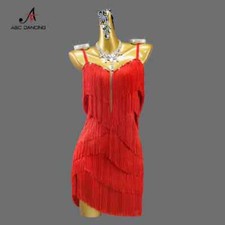 Latin Dance Dress Evening Women Stage Outfit Performance Fringed Skirt Dancewear