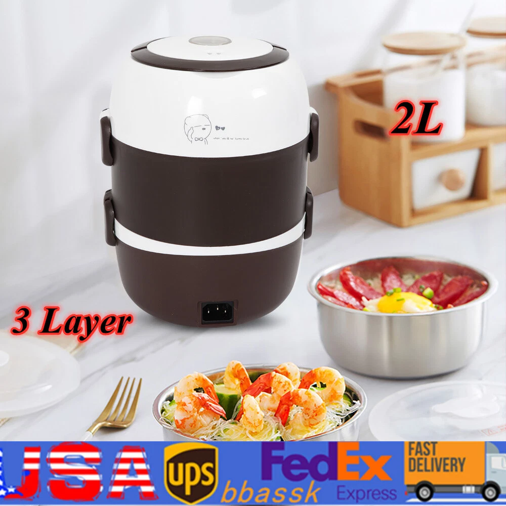2L Electric Heating Lunch Box Portable for Car Office Food Warmer Container 110V