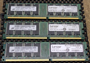 MICRON LEXAR 3GB (3X1GB) DDR 400MHZ PC-3200 DESKTOP MEMORY MT16VDDT12864AY-40BF2