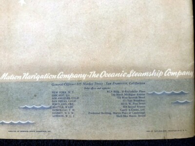 Vintage MATSON LINE Cruse Ship BROCHURE Hawaii New Zealand