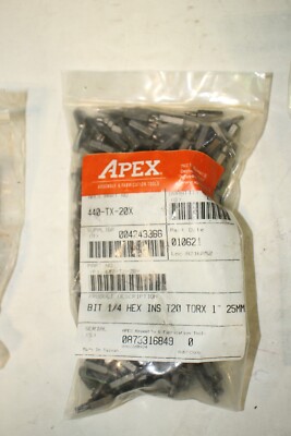 Lot of 250 Apex 440-TX-20X 1/4 Torx Hex Insert Bits