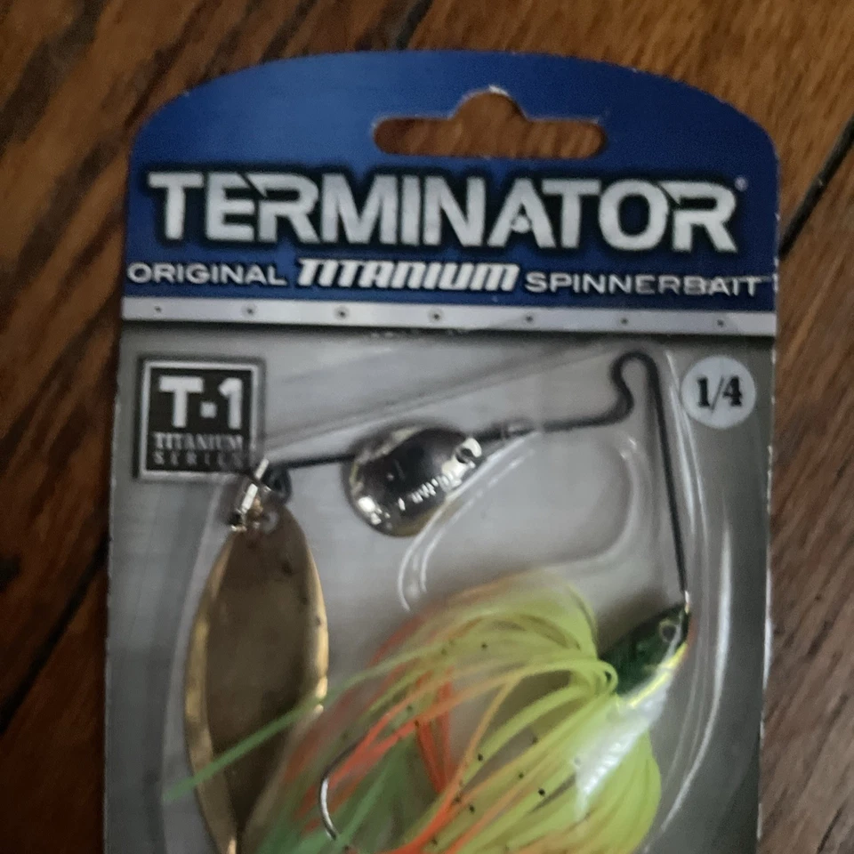 DISCONTINUED TERMINATOR T-1 TITANIUM 1/4 OZ SPINNERBAIT Hot Tip Chartreuse New - Image 3 of 4
