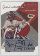2003-04 ITG Parkhurst Rookie Game-Used Jersey 5/10 Jose Theodore Auto 1pc9