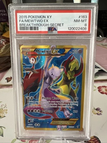 💎PSA 8 FA Mewtwo EX #163 Full Art Secret Rare Pokemon TCG XY Breakthrough 2015
