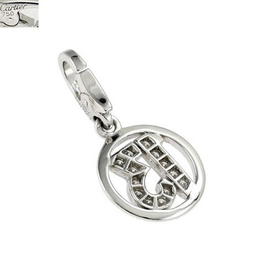 Cartier K18WG diamond pendant top and charm number 13 - Auth free