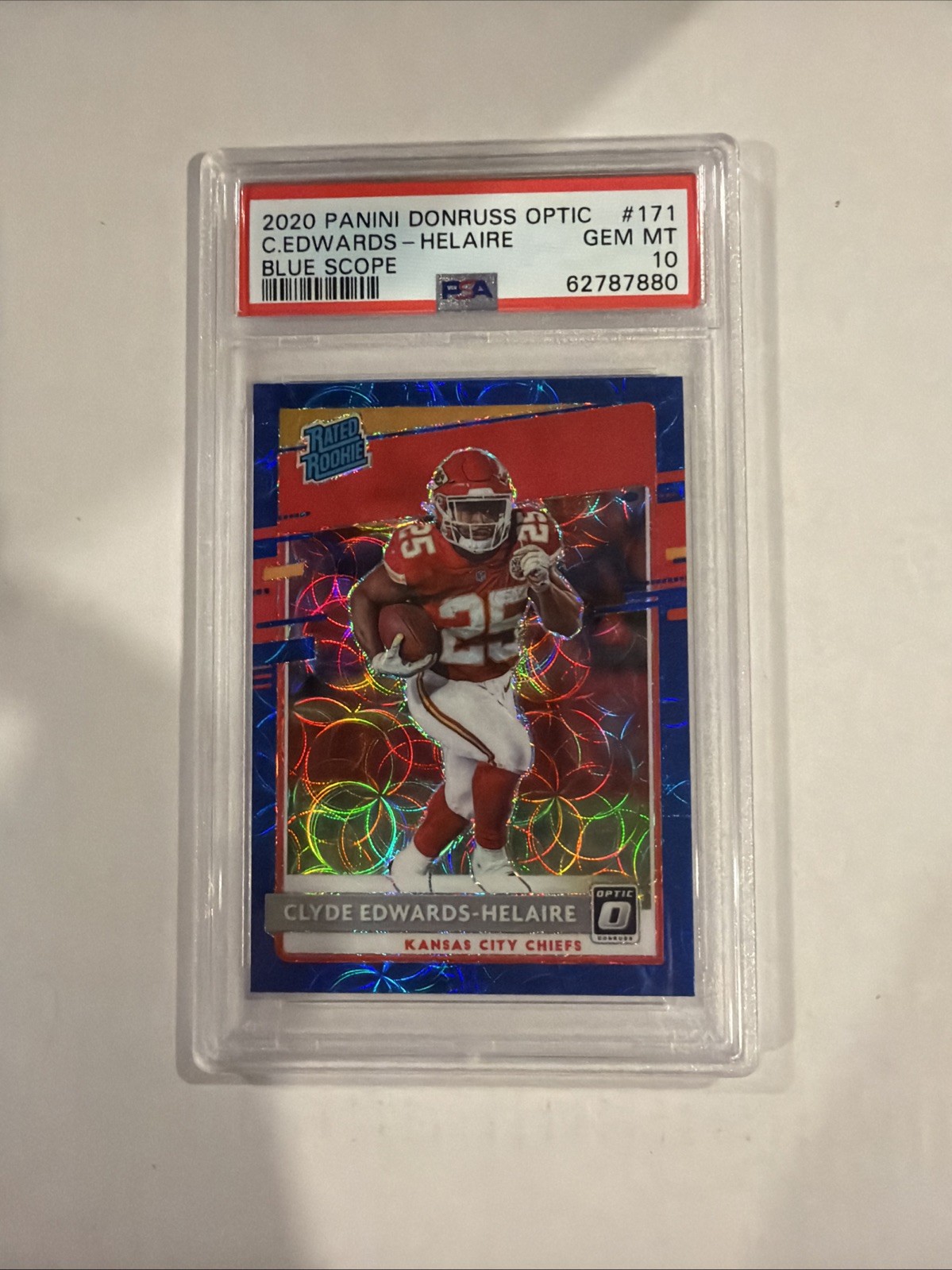 2020 Panini Donruss Optic - Rated Rookies Clyde Edwards-Helaire #171 Blue Scope