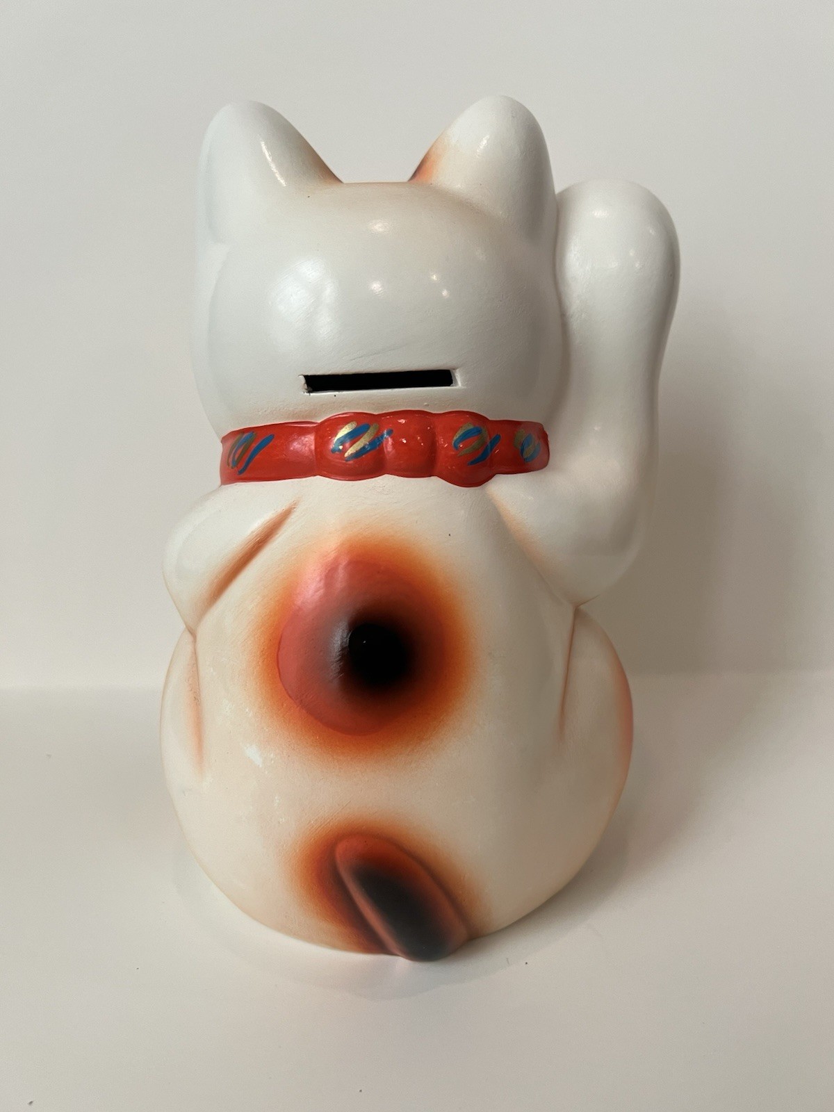 Ceramic Lucky Cat Piggy Coin Bank 7 Inches