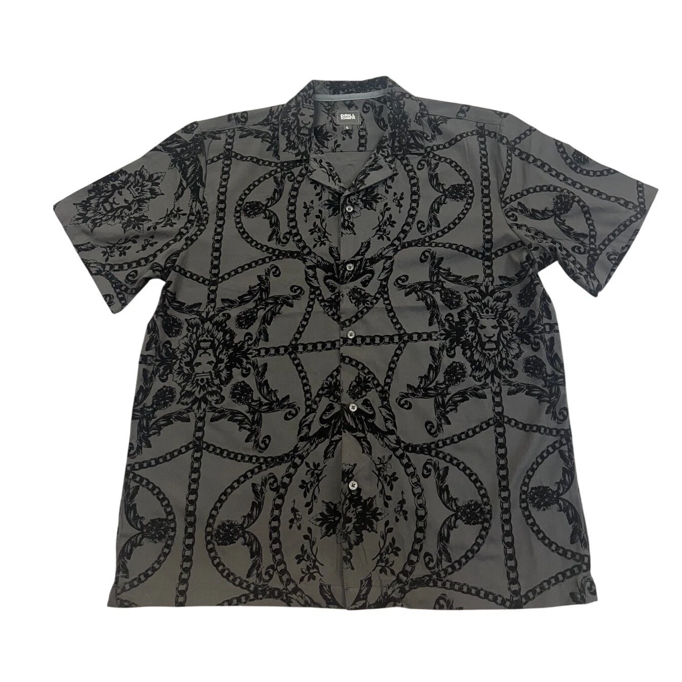 Drill Clothing Hawaiian Shirt Mens Large Gray Baroque Camp Collar Button Up
Opens in a new window or
