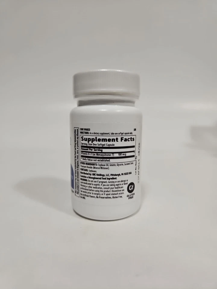 GNC VITAMINA K-2 - 100 MCG 60 cápsulas blandas (EXP:08/2026) Foto 2 de 4