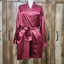Victoria's Secret Robe Short Wine Red Satin Vtg Y2K O/S