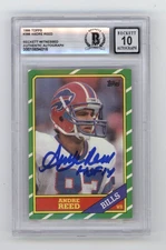 Andre Reed 1986 Topps #388 Signed Rookie RC w/ HOF 14 Insc. Beckett BGS 10 Auto
